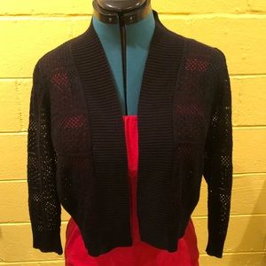 Black, Cropped, 3/4 Sleeve Cardigan